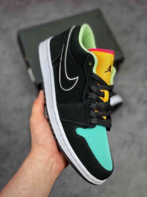 AJ Jordan 1 Low Black/Aurora Green/Laser Orange CK3022-013