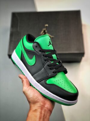 AJ Jordan 1 Low Black/Lucky Green-White 553558-065