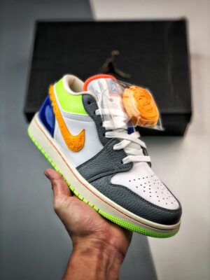 AJ Jordan 1 Low 'Hoops' White/Coconut Milk-Shadow Green-Laser Orange FB1835-181