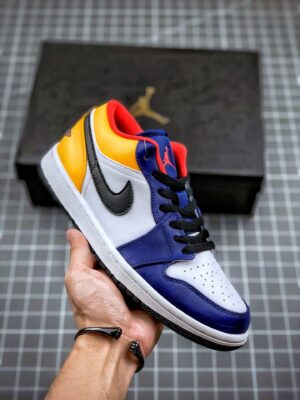 AJ Jordan 1 Low White/Royal Blue-Yellow 553558-123