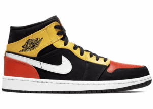AJ Jordan 1 Mid Black Amarillo Orange Shoes