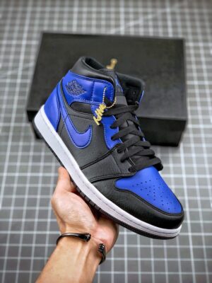 AJ Jordan 1 Mid Black/Hyper Royal-White 554724-068