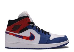 AJ Jordan 1 Mid 'Multicolored Swoosh' Unfading Sneaker