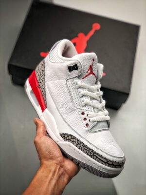 AJ Jordan 3 Katrina White/Cement Grey/Black-Fire Red