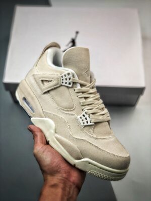 AJ Jordan 4 Canvas Sail/Cement Grey-Fire Red DQ4904-100