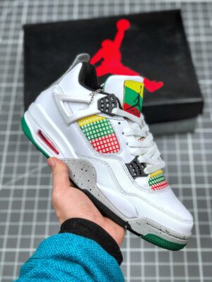 AJ Jordan 4 Carnival White/University Red-Lucid Green-Black AQ9129-100