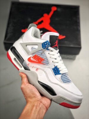 AJ Jordan 4 What The White/Fire Red-Tech Grey-Military Blue CI1184-146