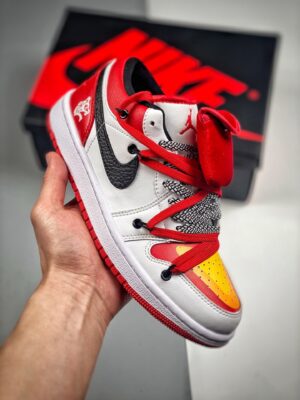 Custom AJ Jordan 1 Low White Gym Red