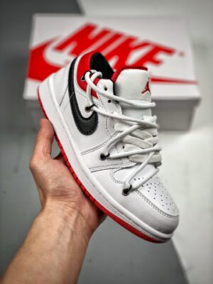 Custom AJ Jordan 1 Low White University Red Black
