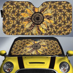 Cheetah Leopard Sunflower All Over Print Car Sunshade